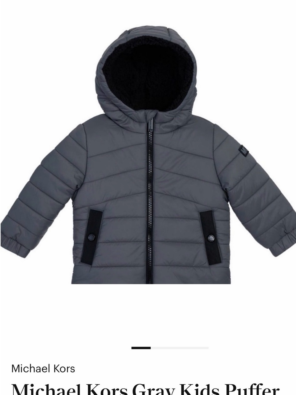 Michael Kors Gray Kids Hooded Puffer Coat